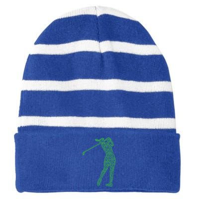 Funny Shamrock Golf St Patricks Day Golfer Gift Striped Beanie with Solid Band