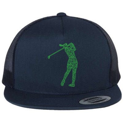 Funny Shamrock Golf St Patricks Day Golfer Gift Flat Bill Trucker Hat