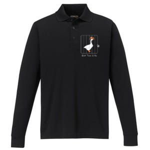 Funny Silly Goose Lover Mugshot Meme Got Too Silly Performance Long Sleeve Polo