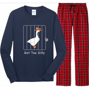 Funny Silly Goose Lover Mugshot Meme Got Too Silly Long Sleeve Pajama Set