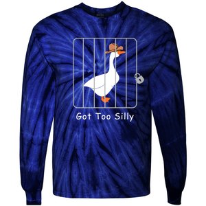 Funny Silly Goose Lover Mugshot Meme Got Too Silly Tie-Dye Long Sleeve Shirt