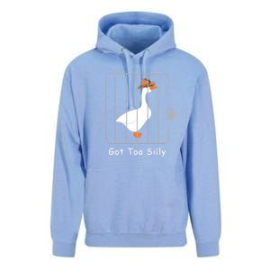 Funny Silly Goose Lover Mugshot Meme Got Too Silly Unisex Surf Hoodie