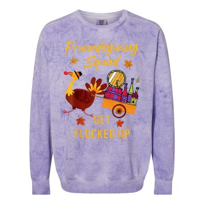 Friendsgiving Squad Get Flocked Up Thanksgiving Colorblast Crewneck Sweatshirt