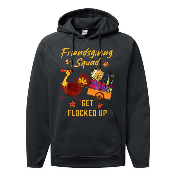 Friendsgiving Squad Get Flocked Up Thanksgiving Performance Fleece Hoodie