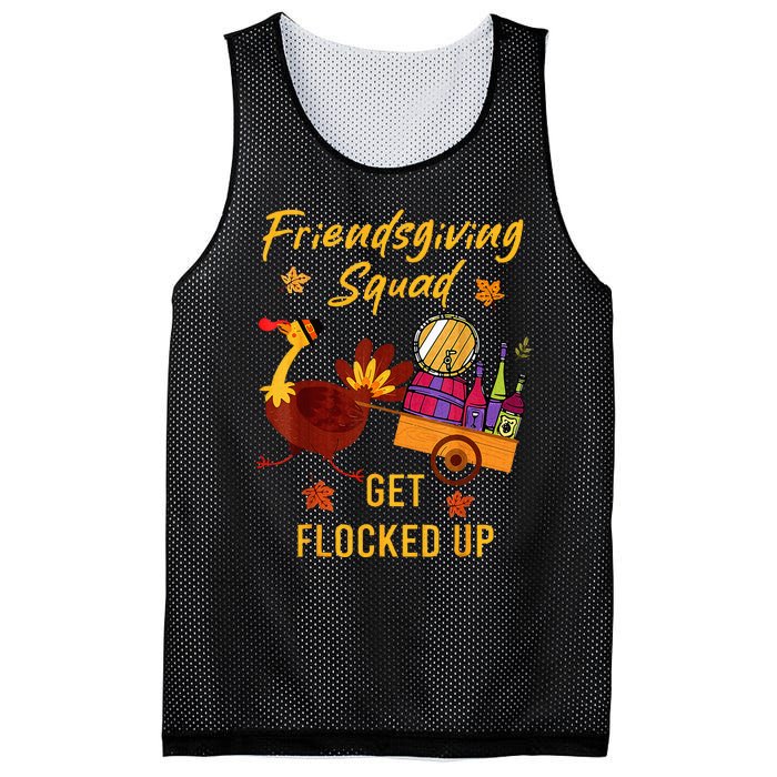 Friendsgiving Squad Get Flocked Up Thanksgiving Mesh Reversible Basketball Jersey Tank