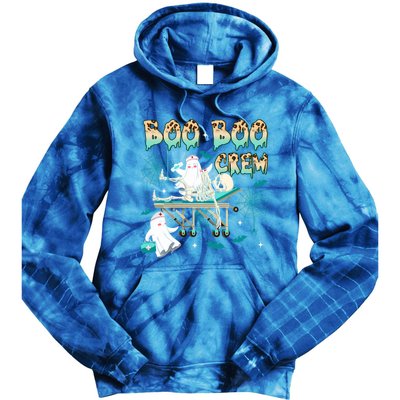 Funny Spooky Ghost Nurse Squad Skeleton Halloween Scrub Tops Gift Tie Dye Hoodie