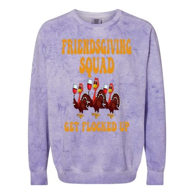 Friendsgiving Squad Get Flocked Up Thanksgiving Colorblast Crewneck Sweatshirt