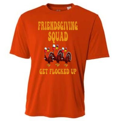 Friendsgiving Squad Get Flocked Up Thanksgiving Cooling Performance Crew T-Shirt