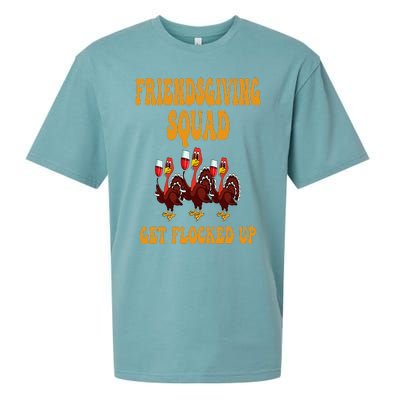 Friendsgiving Squad Get Flocked Up Thanksgiving Sueded Cloud Jersey T-Shirt