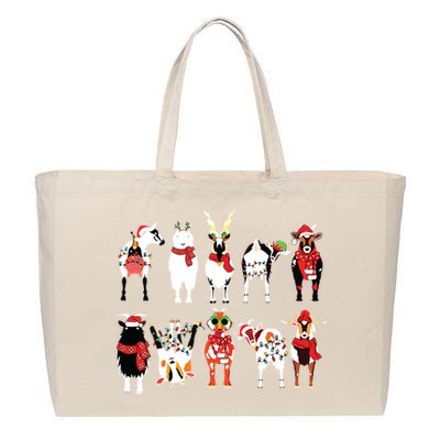 Funny Santa Goats Christmas Farmer Goat Lover Farming Cotton Canvas Jumbo Tote