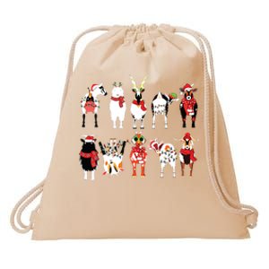 Funny Santa Goats Christmas Farmer Goat Lover Farming Drawstring Bag