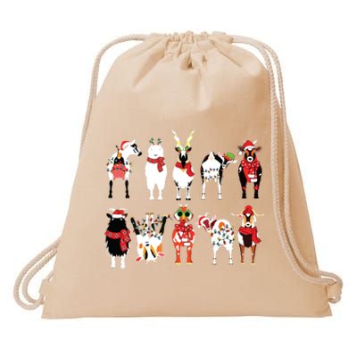 Funny Santa Goats Christmas Farmer Goat Lover Farming Drawstring Bag