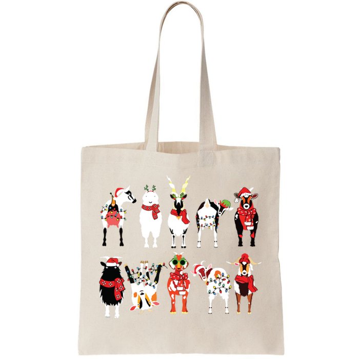 Funny Santa Goats Christmas Farmer Goat Lover Farming Tote Bag