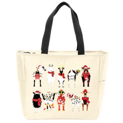 Funny Santa Goats Christmas Farmer Goat Lover Farming Zip Tote Bag