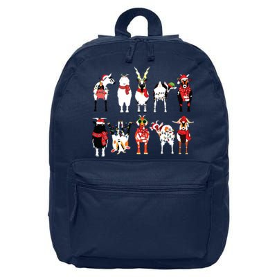 Funny Santa Goats Christmas Farmer Goat Lover Farming 16 in Basic Backpack