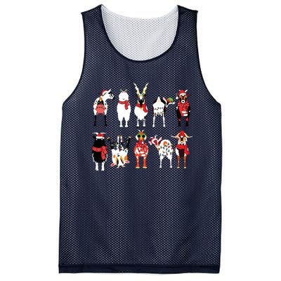 Funny Santa Goats Christmas Farmer Goat Lover Farming Mesh Reversible Basketball Jersey Tank