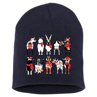 Funny Santa Goats Christmas Farmer Goat Lover Farming Short Acrylic Beanie