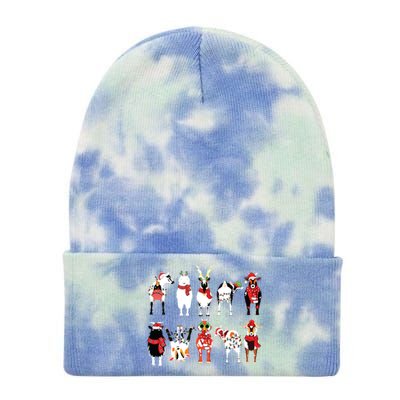 Funny Santa Goats Christmas Farmer Goat Lover Farming Tie Dye 12in Knit Beanie