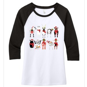 Funny Santa Goats Christmas Farmer Goat Lover Farming Women's Tri-Blend 3/4-Sleeve Raglan Shirt