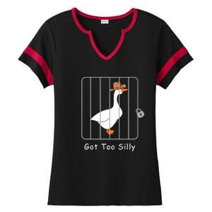 Funny Silly Goose Lover Mugshot Meme Got Too Silly Ladies Halftime Notch Neck Tee