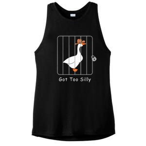 Funny Silly Goose Lover Mugshot Meme Got Too Silly Ladies PosiCharge Tri-Blend Wicking Tank