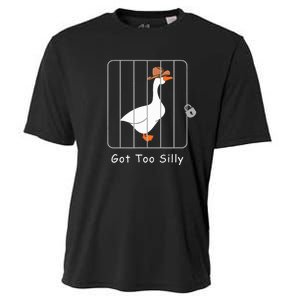 Funny Silly Goose Lover Mugshot Meme Got Too Silly Cooling Performance Crew T-Shirt