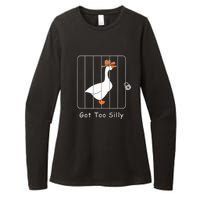 Funny Silly Goose Lover Mugshot Meme Got Too Silly Womens CVC Long Sleeve Shirt