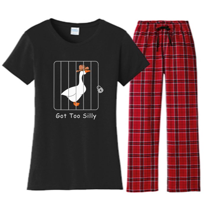 Funny Silly Goose Lover Mugshot Meme Got Too Silly Women's Flannel Pajama Set