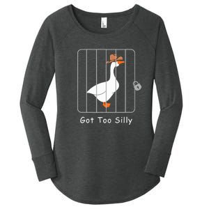 Funny Silly Goose Lover Mugshot Meme Got Too Silly Women's Perfect Tri Tunic Long Sleeve Shirt