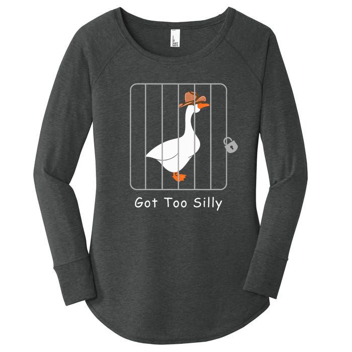 Funny Silly Goose Lover Mugshot Meme Got Too Silly Women's Perfect Tri Tunic Long Sleeve Shirt