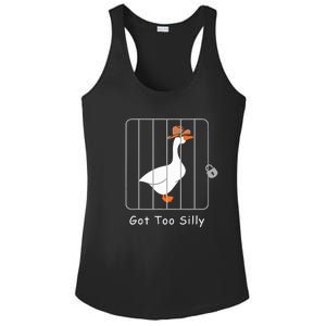 Funny Silly Goose Lover Mugshot Meme Got Too Silly Ladies PosiCharge Competitor Racerback Tank