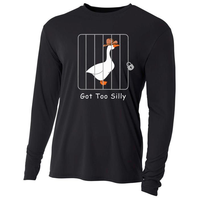 Funny Silly Goose Lover Mugshot Meme Got Too Silly Cooling Performance Long Sleeve Crew