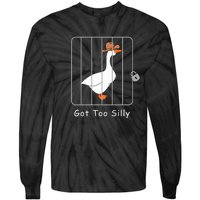 Funny Silly Goose Lover Mugshot Meme Got Too Silly Tie-Dye Long Sleeve Shirt