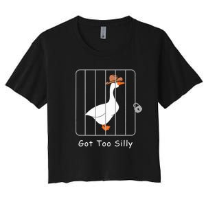 Funny Silly Goose Lover Mugshot Meme Got Too Silly Women's Crop Top Tee