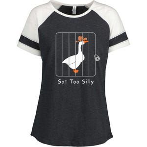 Funny Silly Goose Lover Mugshot Meme Got Too Silly Enza Ladies Jersey Colorblock Tee