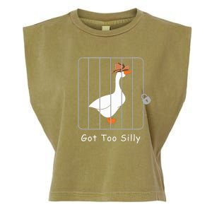 Funny Silly Goose Lover Mugshot Meme Got Too Silly Garment-Dyed Women's Muscle Tee