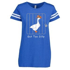 Funny Silly Goose Lover Mugshot Meme Got Too Silly Enza Ladies Jersey Football T-Shirt