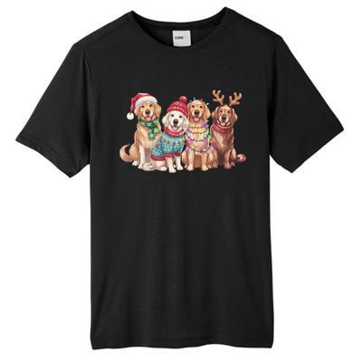 Funny Santa Golden Retriever Christmas Light Golden Mom Meaningful Gift Tall Fusion ChromaSoft Performance T-Shirt