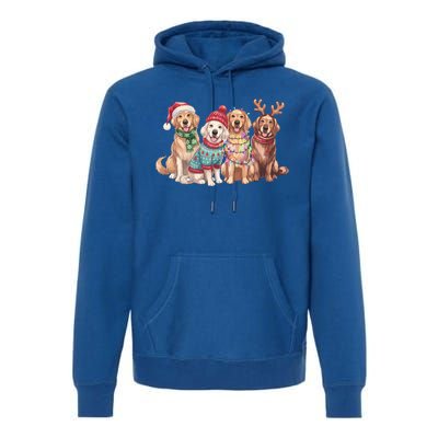 Funny Santa Golden Retriever Christmas Light Golden Mom Meaningful Gift Premium Hoodie