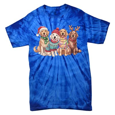 Funny Santa Golden Retriever Christmas Light Golden Mom Meaningful Gift Tie-Dye T-Shirt