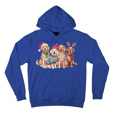 Funny Santa Golden Retriever Christmas Light Golden Mom Meaningful Gift Tall Hoodie