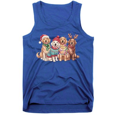 Funny Santa Golden Retriever Christmas Light Golden Mom Meaningful Gift Tank Top