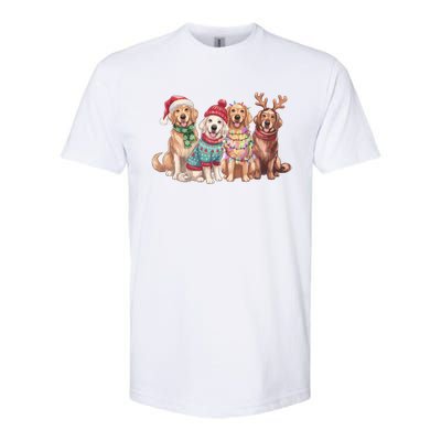 Funny Santa Golden Retriever Christmas Light Golden Mom Meaningful Gift Softstyle CVC T-Shirt