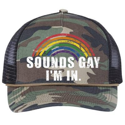 Funny Sounds Gay IM In With Rainbow Flag Retro Rope Trucker Hat Cap