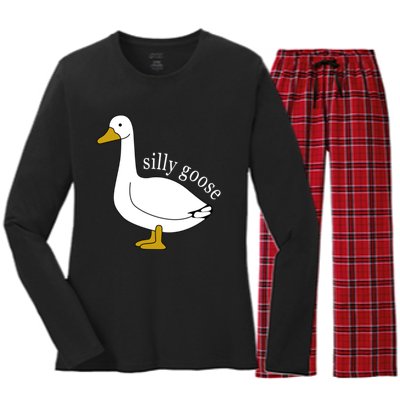 Funny Silly Goose Cute Goose Xmas Family Matching Clothing Women's Long Sleeve Flannel Pajama Set 