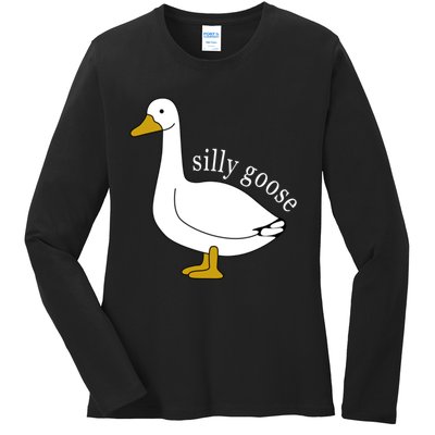 Funny Silly Goose Cute Goose Xmas Family Matching Clothing Ladies Long Sleeve Shirt