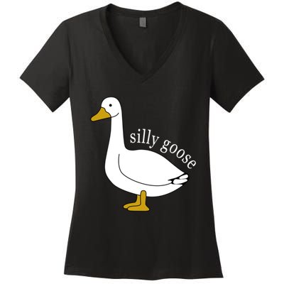 Funny Silly Goose Cute Goose Xmas Family Matching Clothing Women's V-Neck T-Shirt