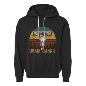 Fucking S.T.R.A.I.T Guitar Music Country Bullskull Cowboy Garment-Dyed Fleece Hoodie