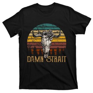 Fucking S.T.R.A.I.T Guitar Music Country Bullskull Cowboy T-Shirt