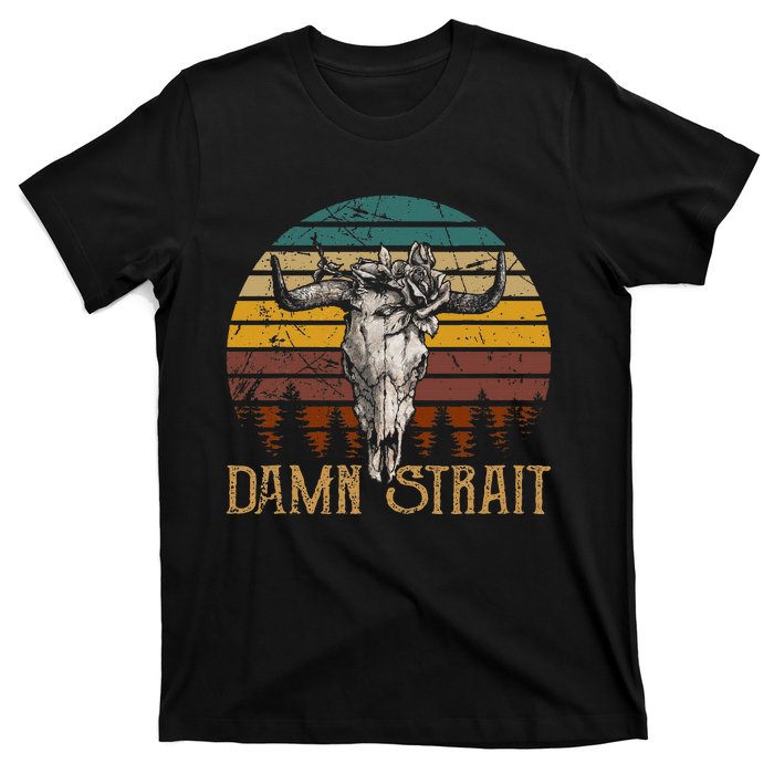 Fucking S.T.R.A.I.T Guitar Music Country Bullskull Cowboy T-Shirt